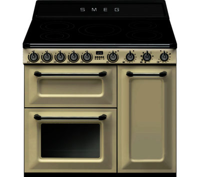SMEG  TR93IP 90cm Electric Induction Range Cooker - Cream and Stainless Steel